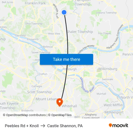 Peebles Rd + Knoll to Castle Shannon,  PA map
