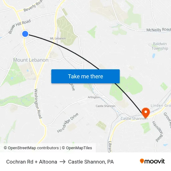 Cochran Rd + Altoona to Castle Shannon,  PA map