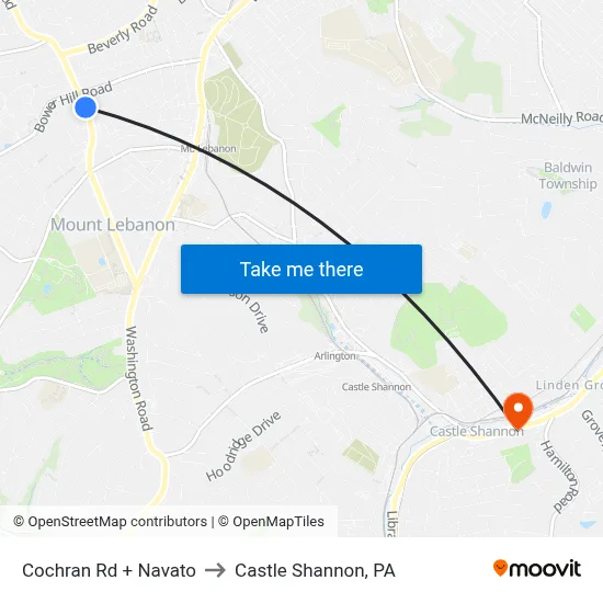 Cochran Rd + Navato to Castle Shannon,  PA map