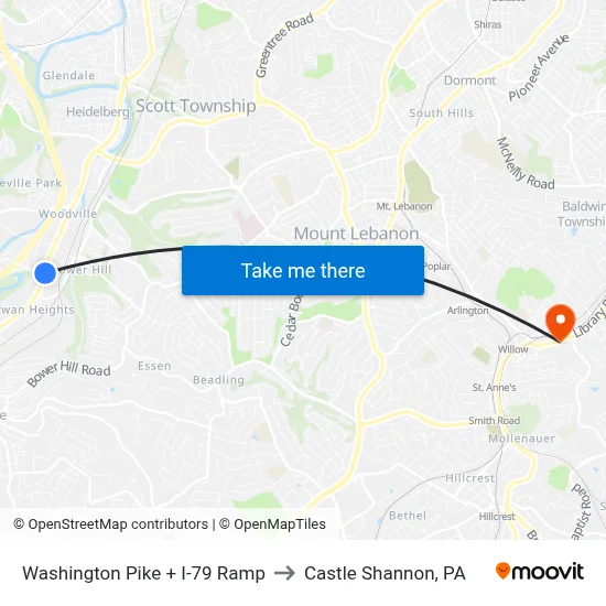 Washington Pike + I-79 Ramp to Castle Shannon,  PA map
