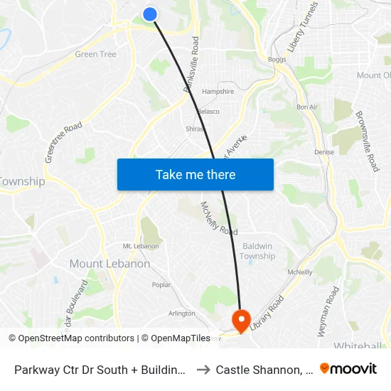 Parkway Ctr Dr South + Building #7 to Castle Shannon,  PA map