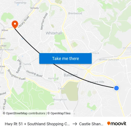Hwy Rt 51 + Southland Shopping Center Entrance to Castle Shannon,  PA map