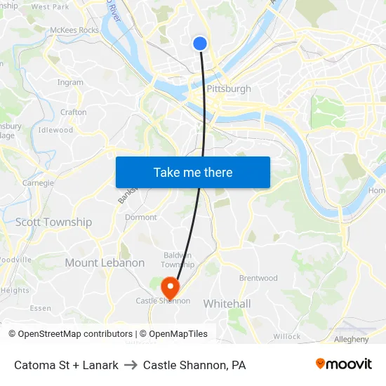 Catoma St + Lanark to Castle Shannon,  PA map