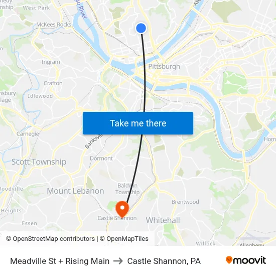 Meadville St + Rising Main to Castle Shannon,  PA map