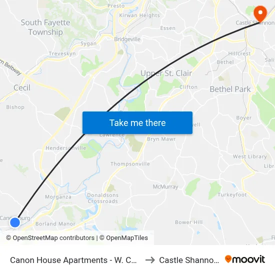Canon House Apartments - W. College St. to Castle Shannon,  PA map