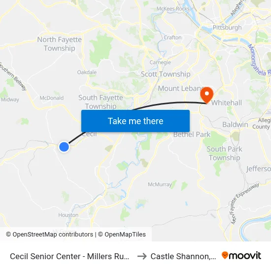 Cecil Senior Center - Millers Run Rd. to Castle Shannon,  PA map