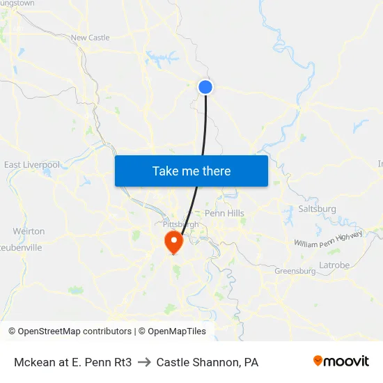 Mckean at E. Penn Rt3 to Castle Shannon,  PA map