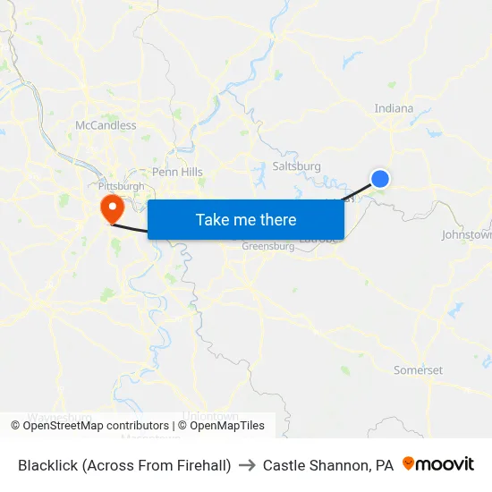 Blacklick (Across From Firehall) to Castle Shannon,  PA map
