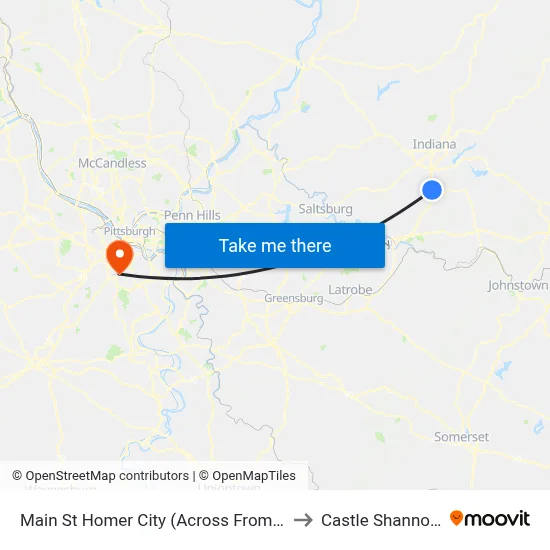 Main St Homer City (Across From Bus Shel to Castle Shannon,  PA map