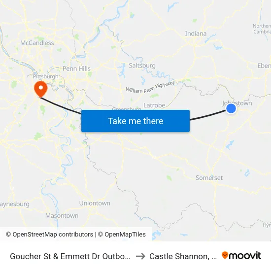 Goucher St & Emmett Dr Outbound to Castle Shannon,  PA map