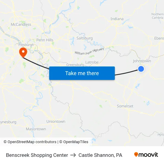 Benscreek Shopping Center to Castle Shannon,  PA map