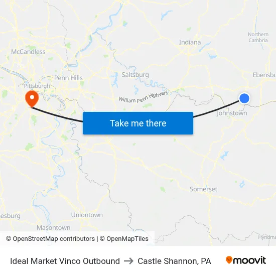 Ideal Market Vinco Outbound to Castle Shannon,  PA map