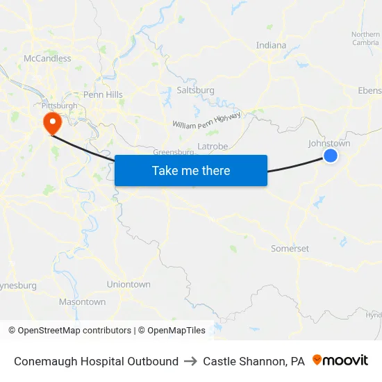 Conemaugh Hospital Outbound to Castle Shannon,  PA map