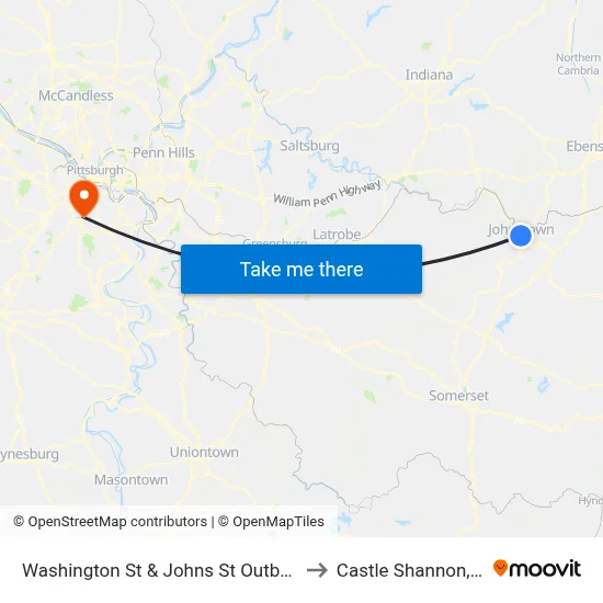 Washington St & Johns St Outbound to Castle Shannon,  PA map