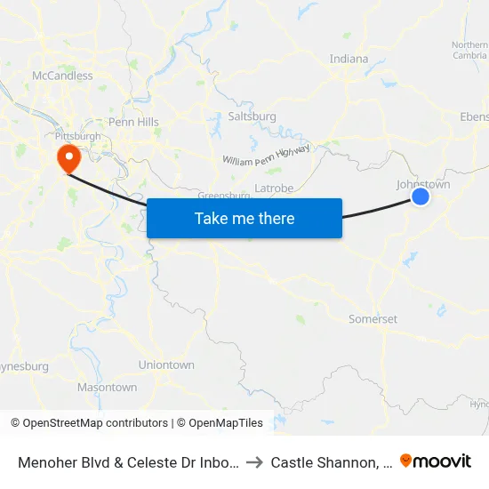 Menoher Blvd & Celeste Dr Inbound to Castle Shannon,  PA map