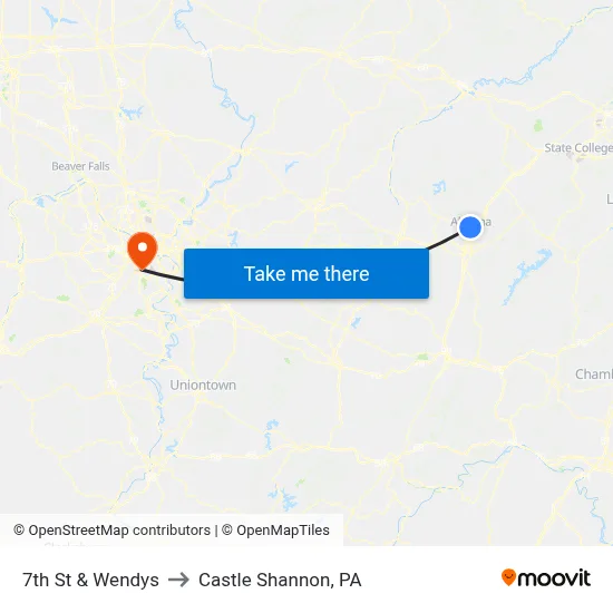 7th St & Wendys to Castle Shannon,  PA map