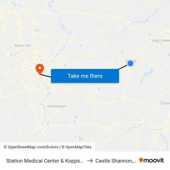 Station Medical Center & Kopps Drug to Castle Shannon,  PA map