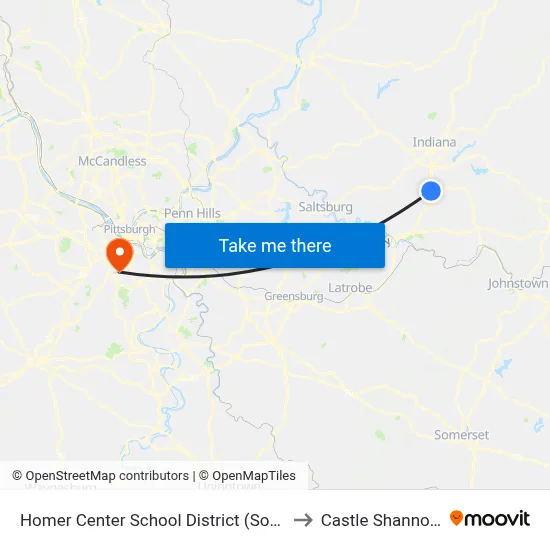 Homer Center School District (Southbound to Castle Shannon,  PA map