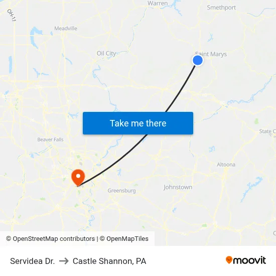 Servidea Dr. to Castle Shannon,  PA map