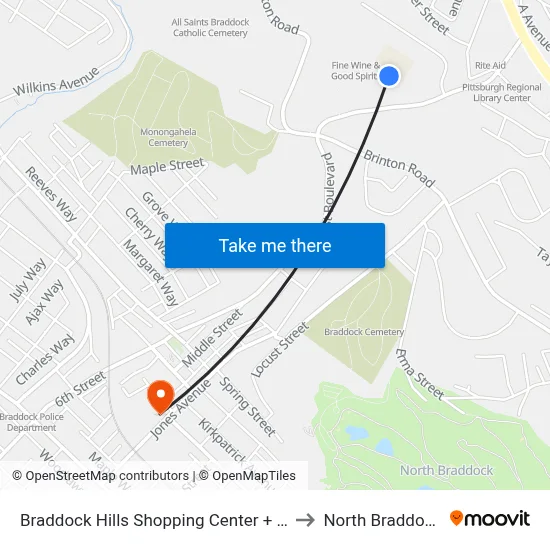 Braddock Hills Shopping Center + Storefront to North Braddock, PA map