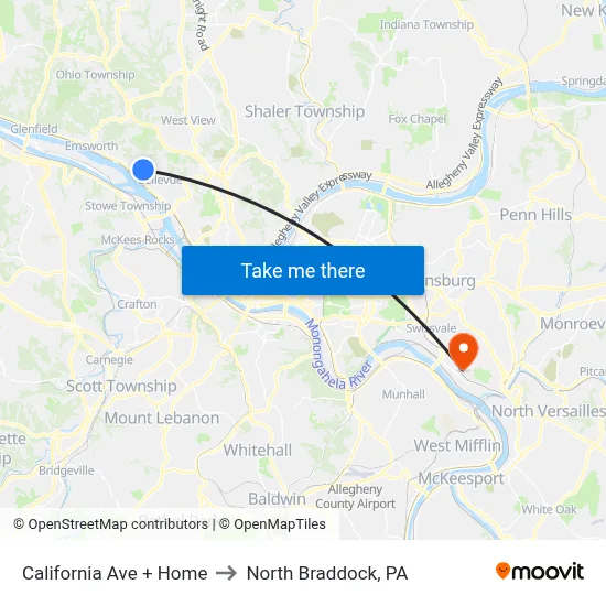 California Ave + Home to North Braddock, PA map
