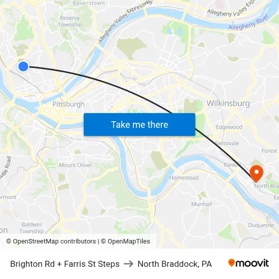 Brighton Rd + Farris St Steps to North Braddock, PA map