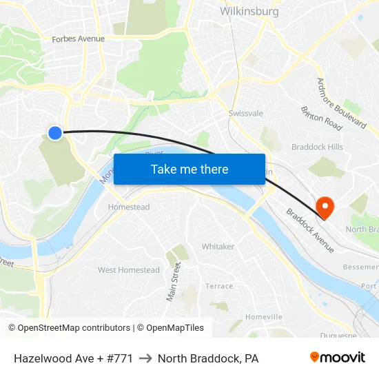 Hazelwood Ave + #771 to North Braddock, PA map