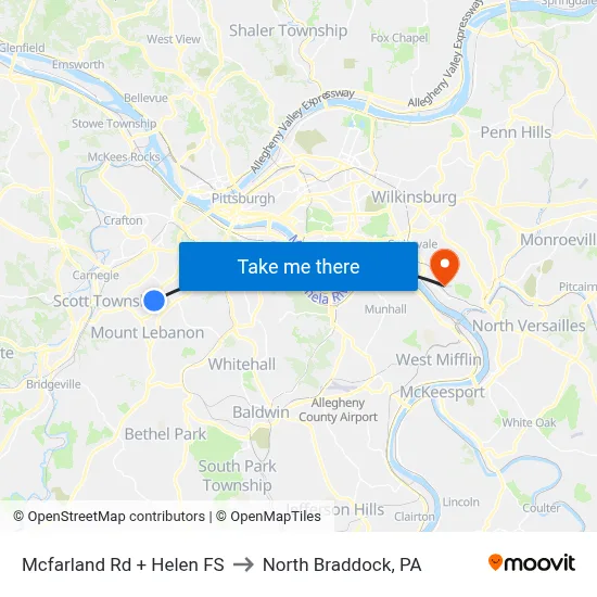 Mcfarland Rd + Helen FS to North Braddock, PA map