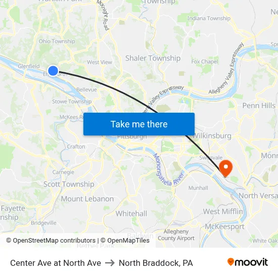 Center Ave at North Ave to North Braddock, PA map