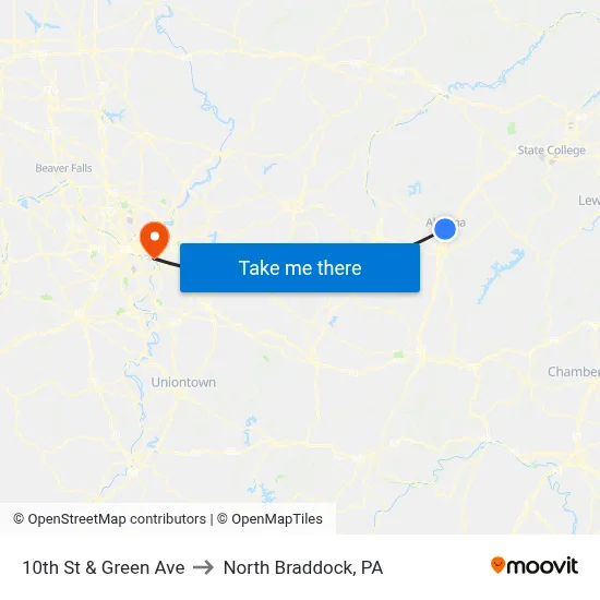 10th St & Green Ave to North Braddock, PA map