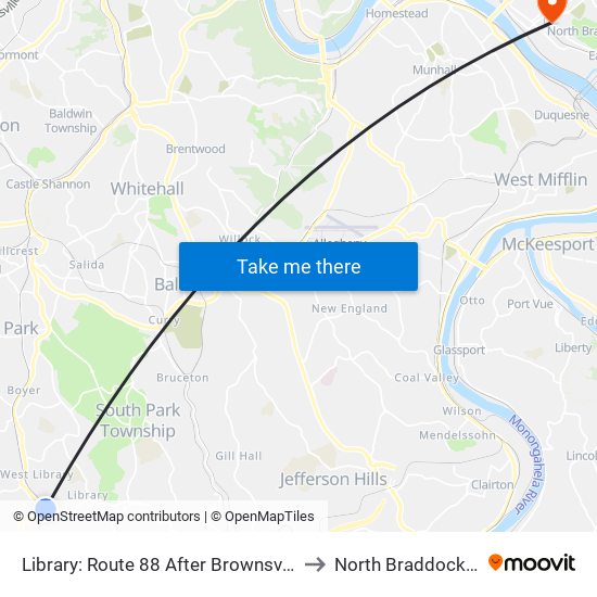 Library: Route 88 After Brownsville Dr to North Braddock, PA map