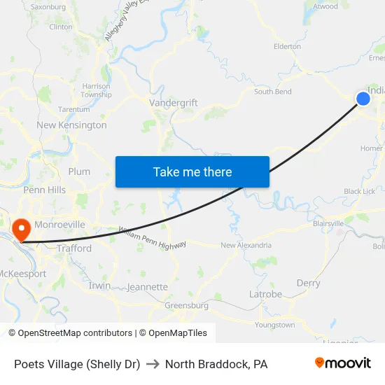 Poets Village (Shelly Dr) to North Braddock, PA map