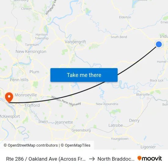 Rte 286 / Oakland Ave (Across From Aldis to North Braddock, PA map
