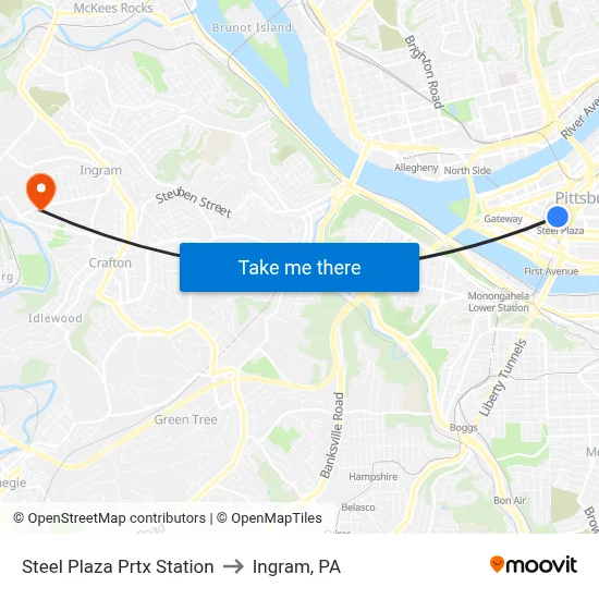 Steel Plaza Prtx Station to Ingram, PA map