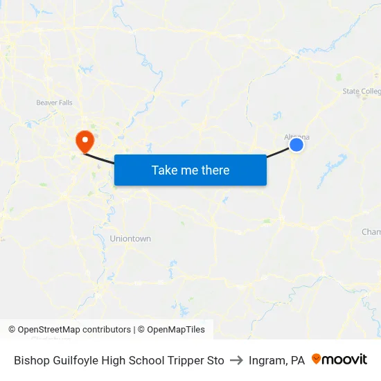 Bishop Guilfoyle High School Tripper Sto to Ingram, PA map