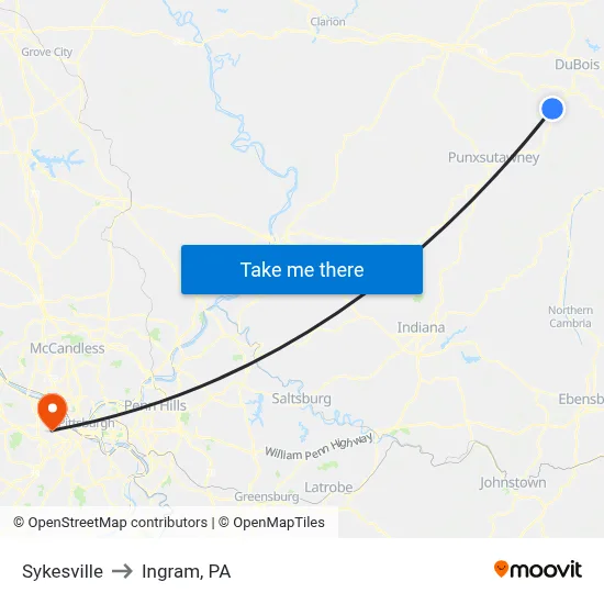 Sykesville to Ingram, PA map