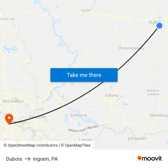 Dubois to Ingram, PA map