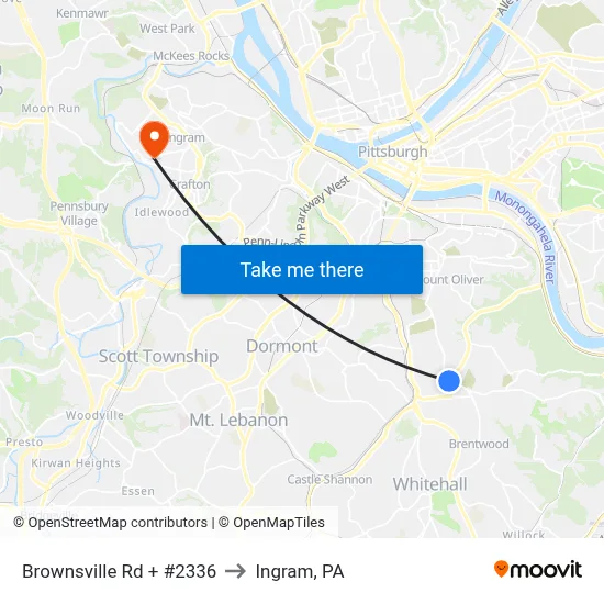 Brownsville Rd + #2336 to Ingram, PA map