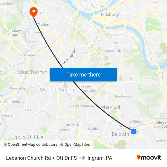 Lebanon Church Rd + Ott Dr FS to Ingram, PA map