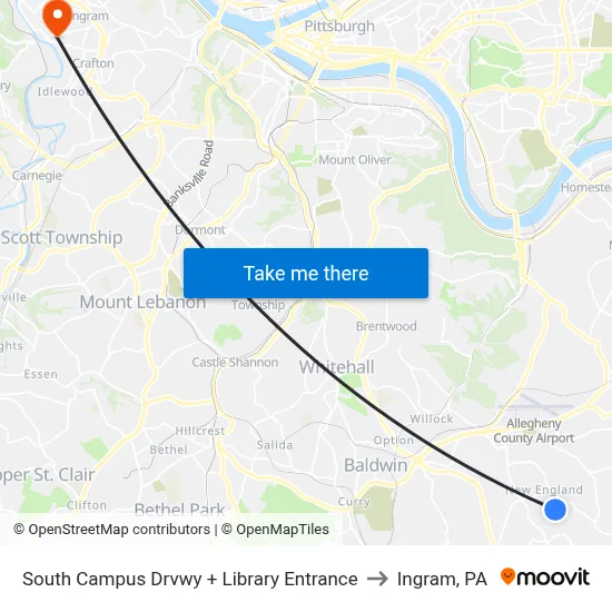 South Campus Drvwy + Library Entrance to Ingram, PA map