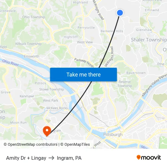 Amity Dr + Lingay to Ingram, PA map