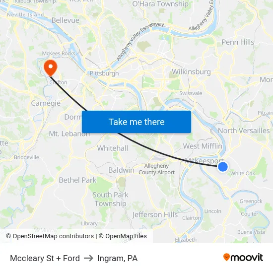 Mccleary St + Ford to Ingram, PA map