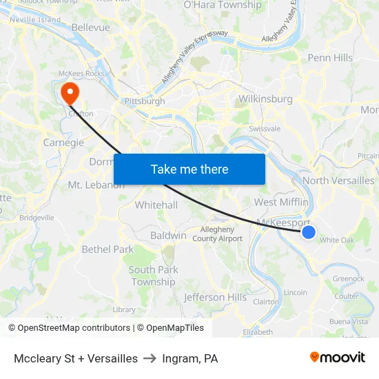 Mccleary St + Versailles to Ingram, PA map
