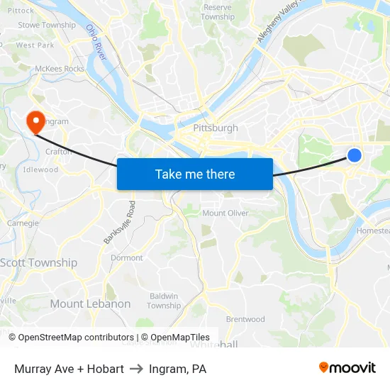 Murray Ave + Hobart to Ingram, PA map