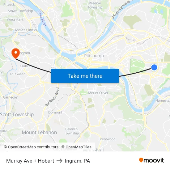 Murray Ave + Hobart to Ingram, PA map