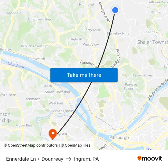 Ennerdale Ln + Dounreay to Ingram, PA map