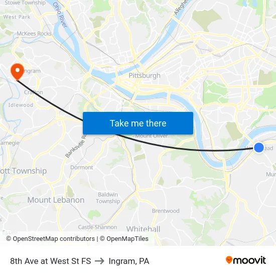 8th Ave at West St FS to Ingram, PA map