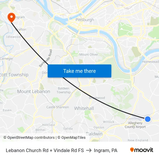 Lebanon Church Rd + Vindale Rd FS to Ingram, PA map