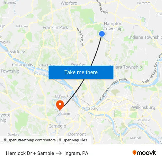 Hemlock Dr + Sample to Ingram, PA map