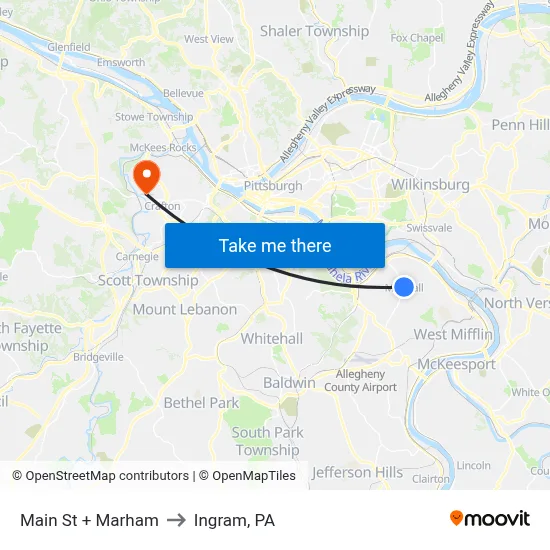 Main St + Marham to Ingram, PA map